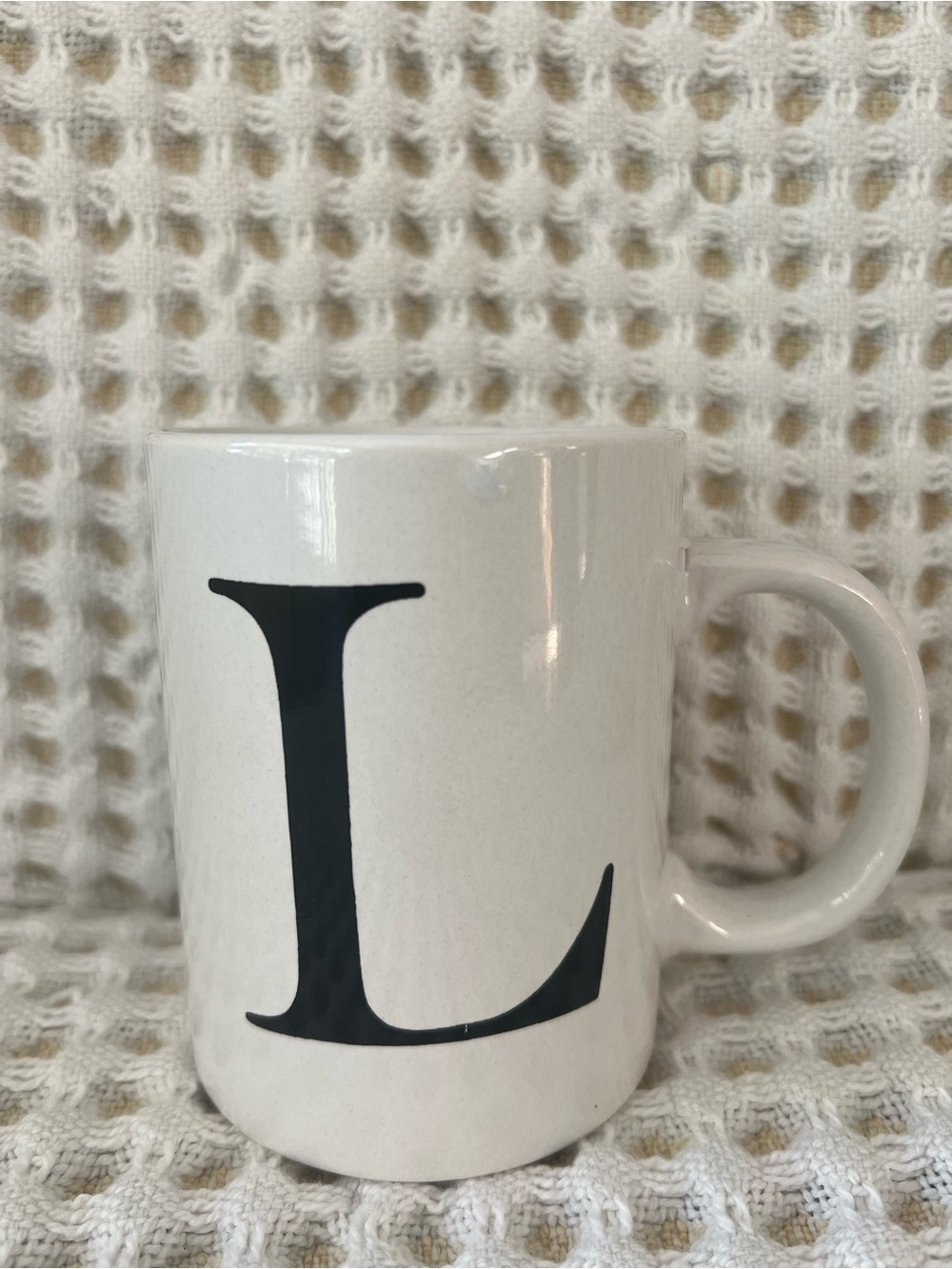 White Ceramic Monogram 'L' Coffee Mug